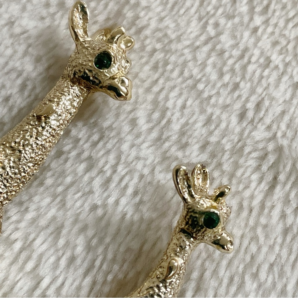 Vintage 1970s Giraffe Brooch Set – Mother & Baby Figural Animal Pins Rhinestone - Picture 4 of 13